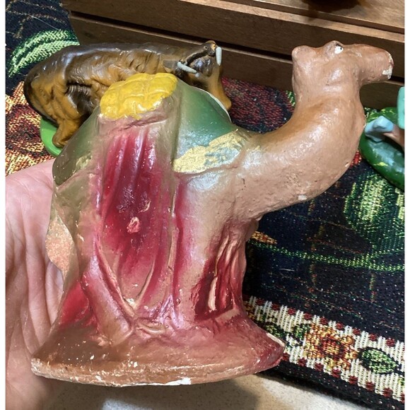 Vintage Chalkware Nativity Scene Italy Mary Jesus Shepherd W Eggs Joseph Pig - Picture 14 of 16